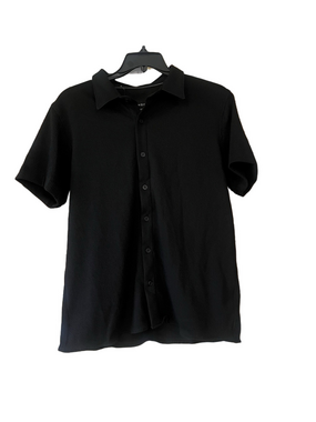 ombré Men's Short-Sleeve Casual Button-Down Shirt in Black